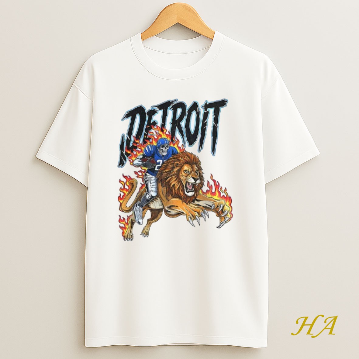 Official Detroit Lions Vintage Sunday Game Day Skeleton Riding Lion Shirt