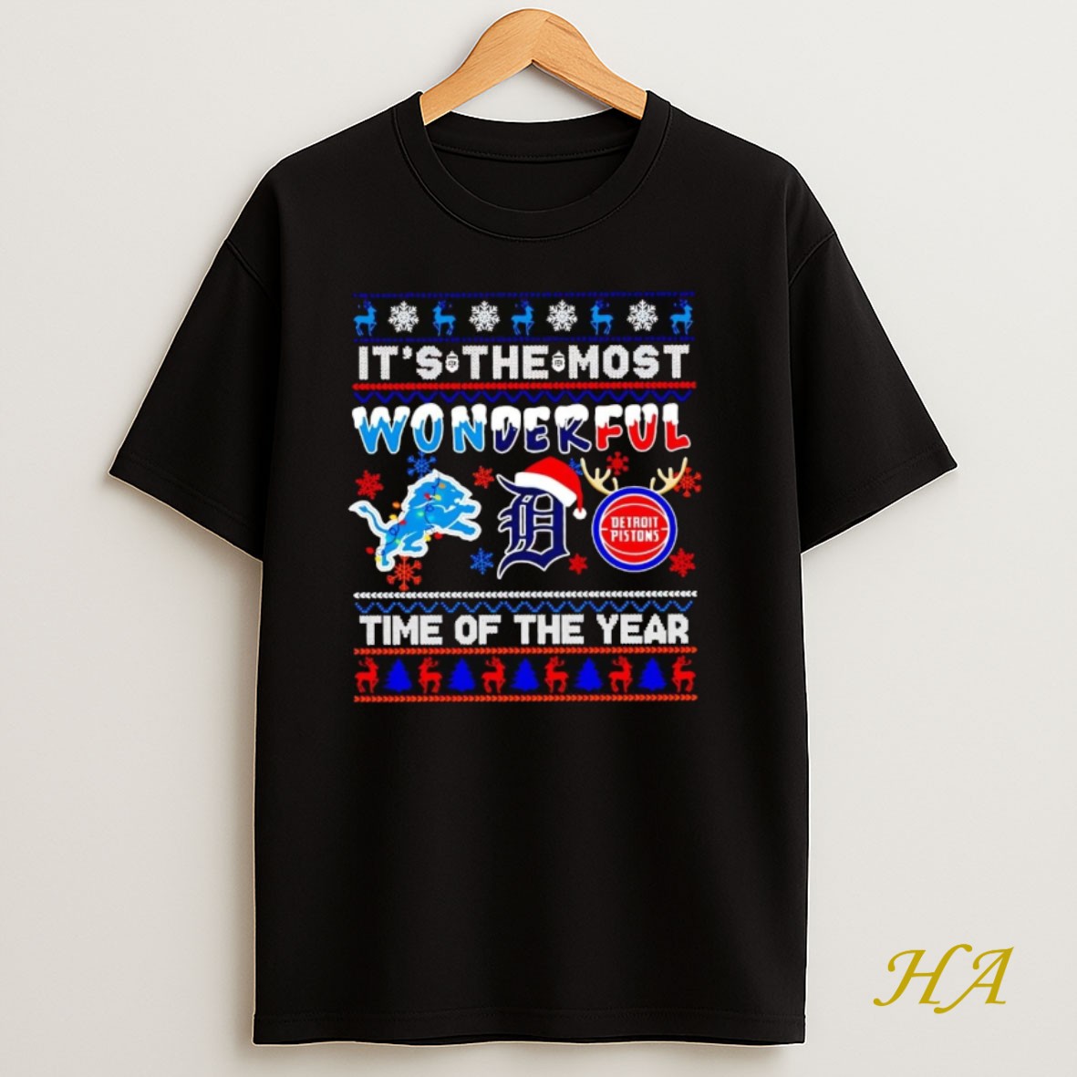 Official Detroit Sports Team Its The Most Wonderful Time Of The Year Christmas T Shirt