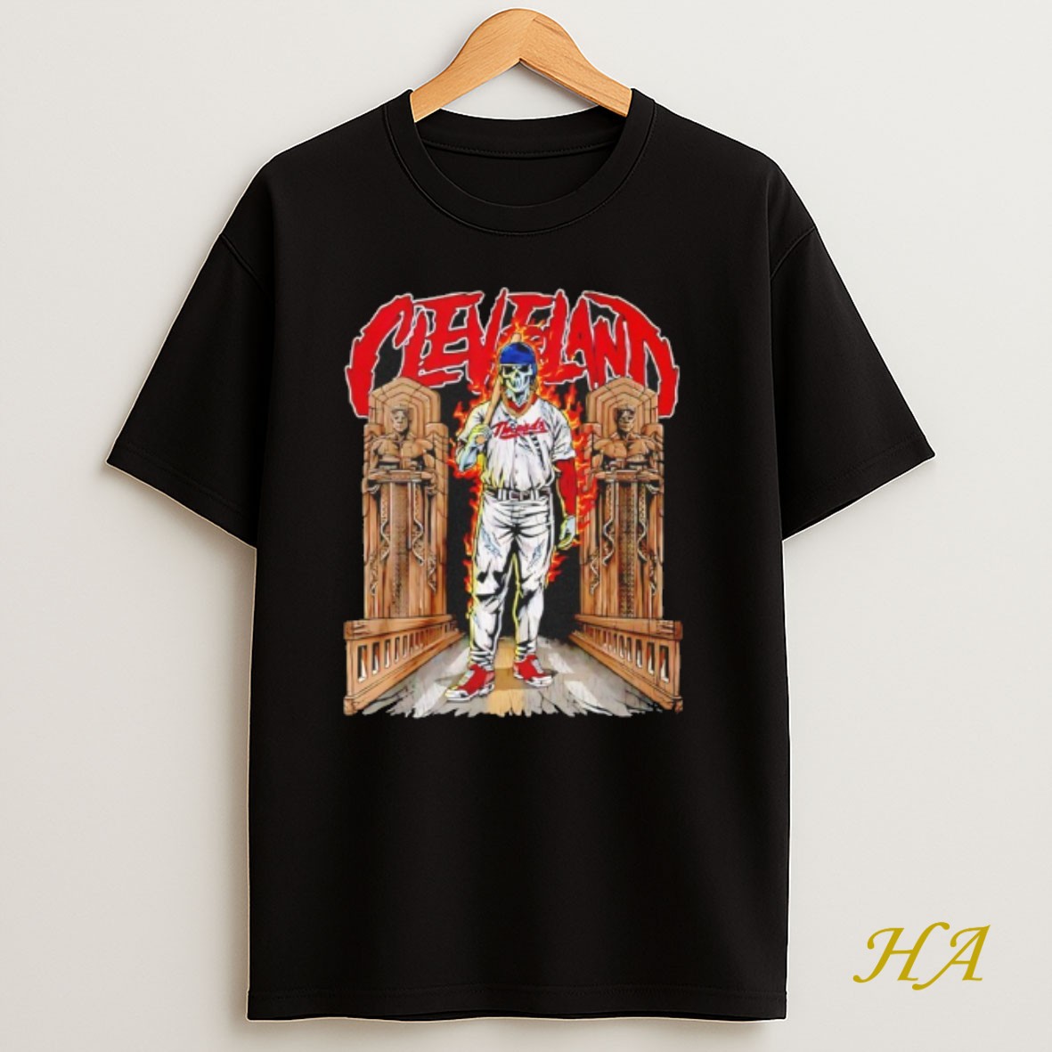 Official Donovan Mitchell Cleveland Baseball Skeleton Flame Shirt