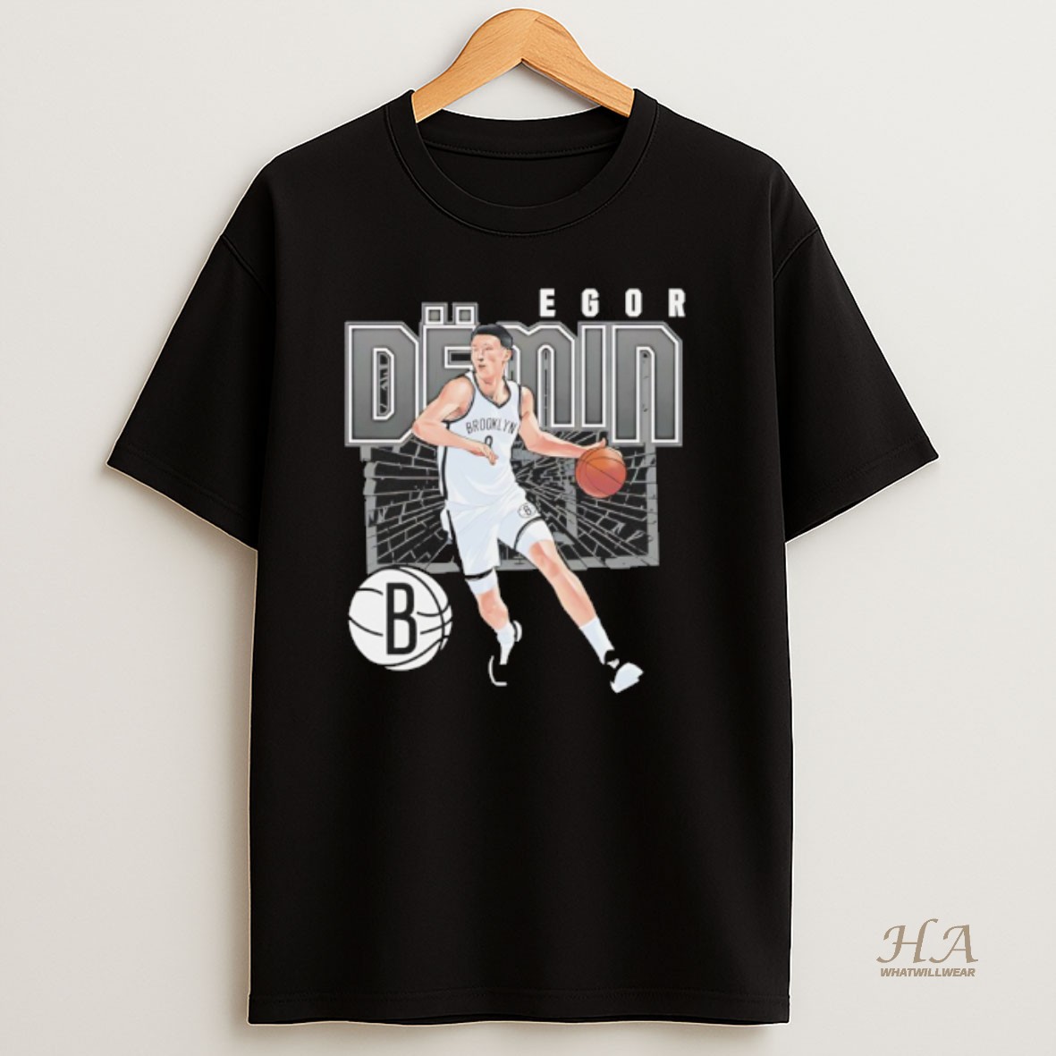 Official Egor Demin Brooklyn Nets Shattered Shirt