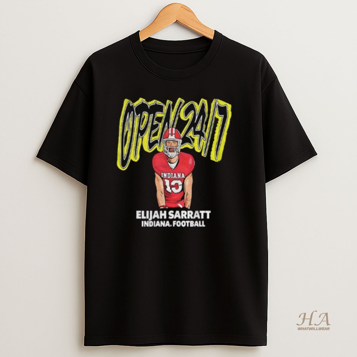 Official Elijah Sarratt Open 24 7 Indiana Hoosiers Football Waffle House Shirt