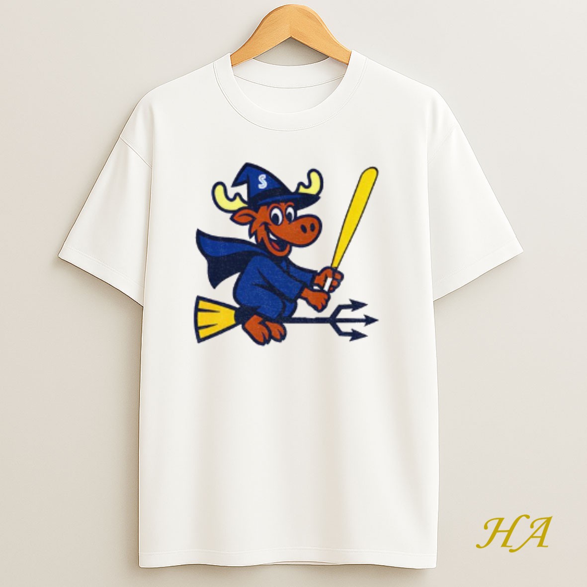 Official Etsy Moose Witch Trident Seattle Mariners Mlb Baseball Cartoon T Shirt