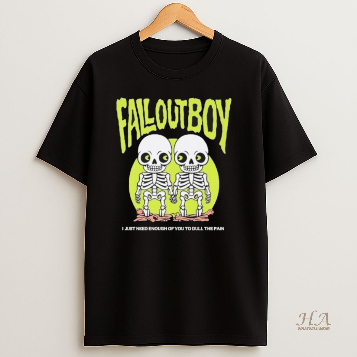Official Fall Out Boy Twin Skeleton T Shirt