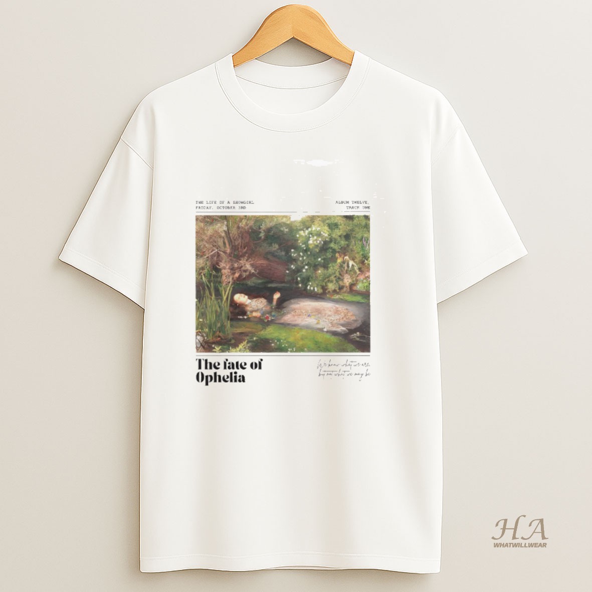 Official Fate Of Ophelia Ts Inspired In My Showgirl Era Pearls Concert Lyric T Shirt