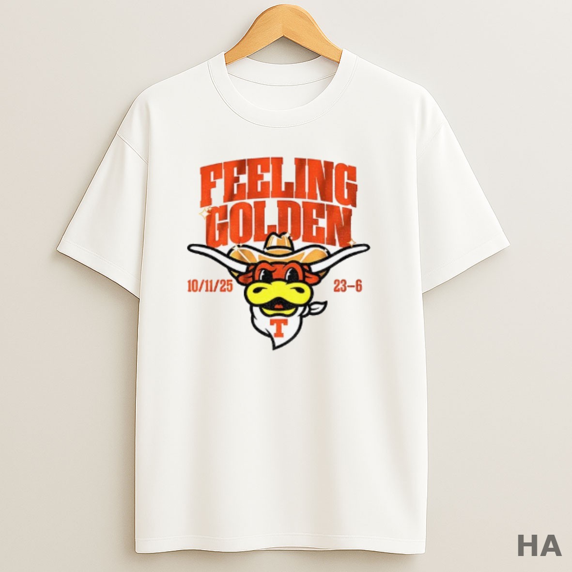 Official Feeling Golden Texas Longhorns Football 10 11 25 23 6 T Shirt