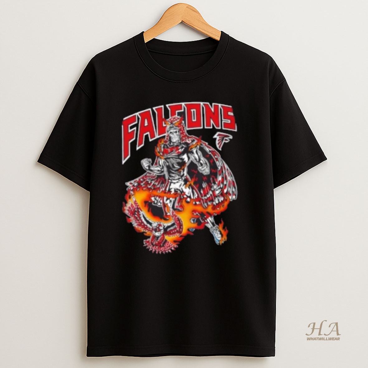 Official Flying Atlanta Falcons Football Fire Graphic T Shirt
