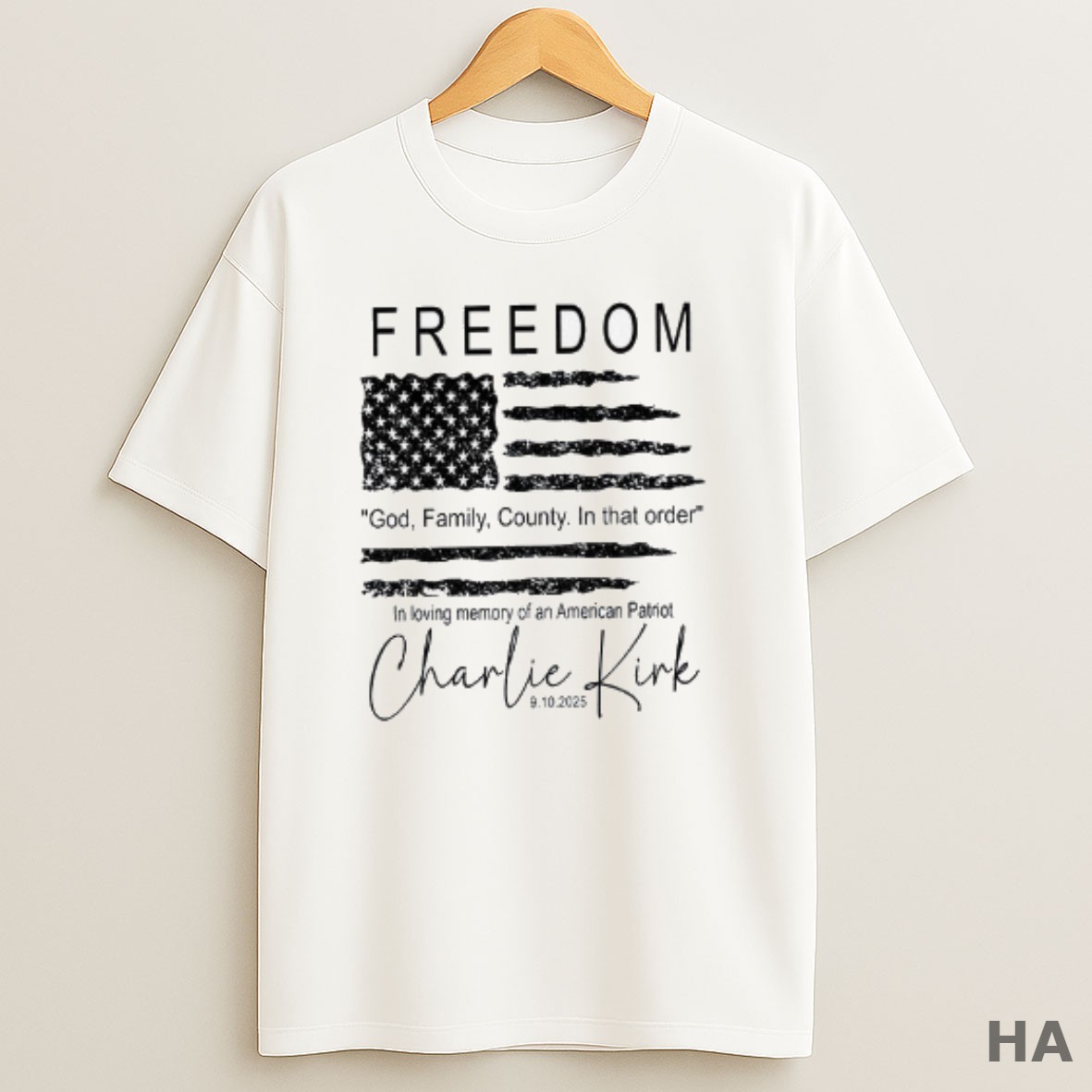 Official Freedom Charlie Kirk American Flag God Family Country In That Order 9 10 2025 T Shirt