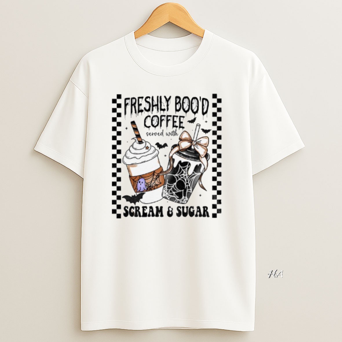 Official Freshly Bood Coffee Served With Scream And Sugar Halloween T Shirt