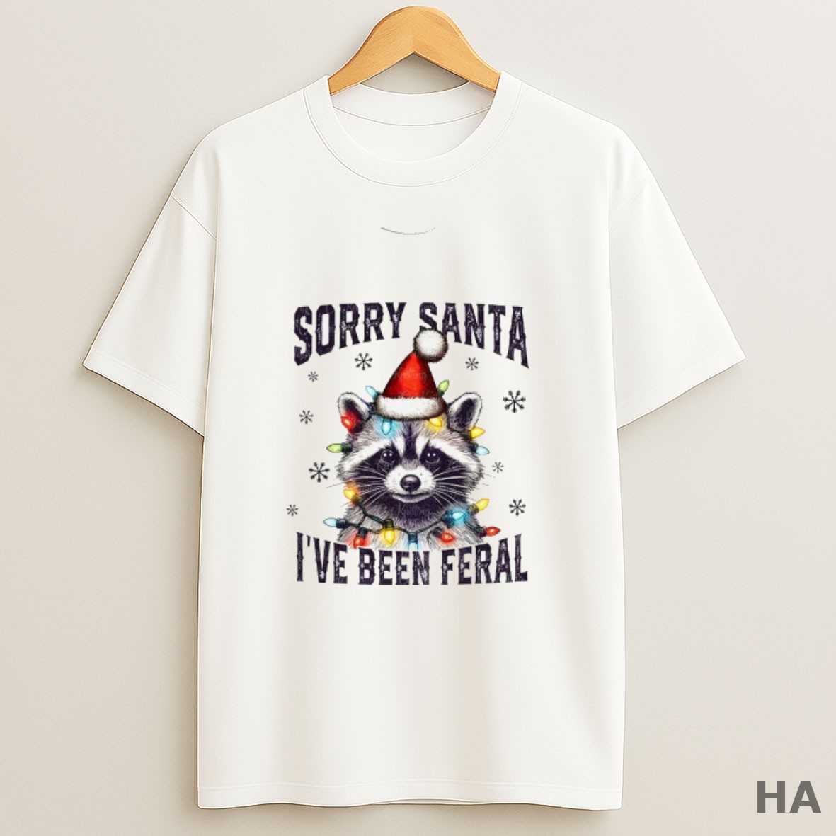 Official Funny Raccoon With Santa Claus Hat Sorry Santa Ive Been Feral T Shirt