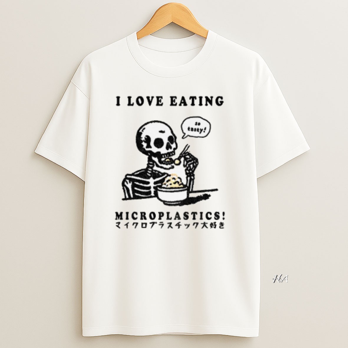 Official Funny Skeleton So Tasty I Love Eating Microplastics T Shirt