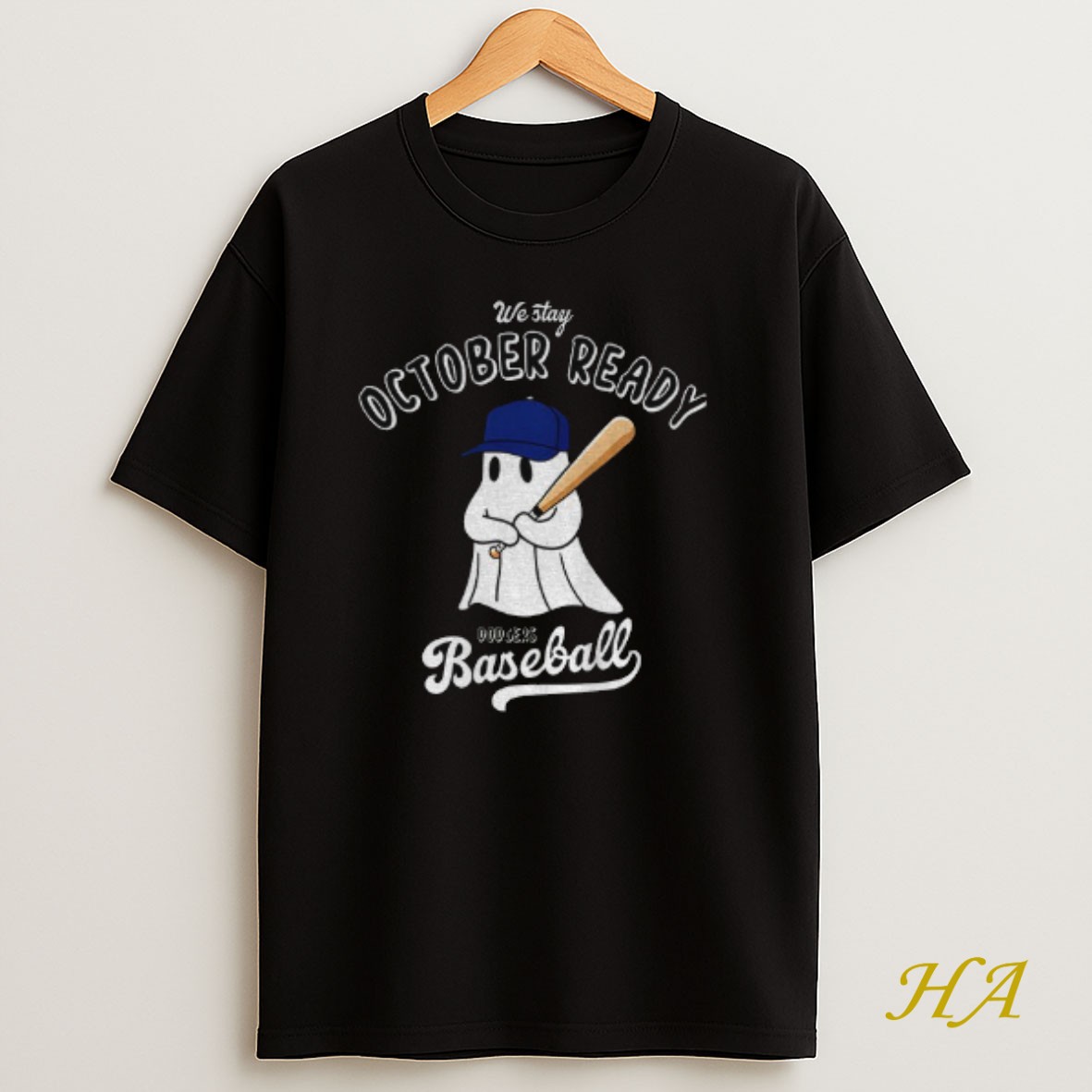 Official Ghost Los Angeles Dodgers Baseball Postseason We Stay October Ready T Shirt