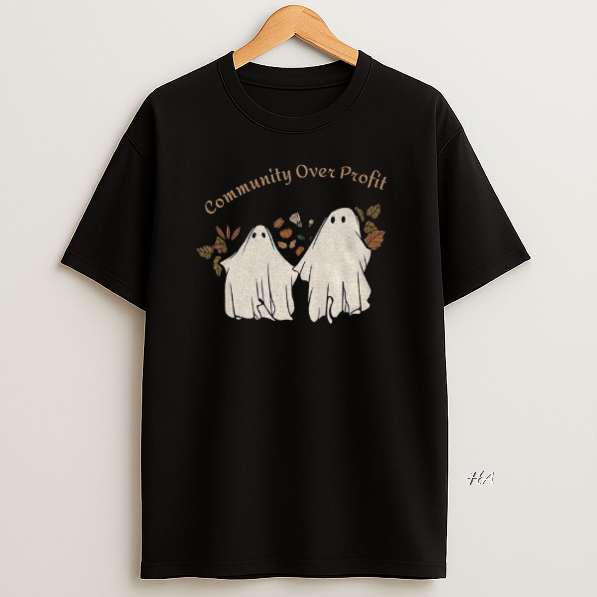 Official Ghost Floral Community Over Profit Halloween T Shirt