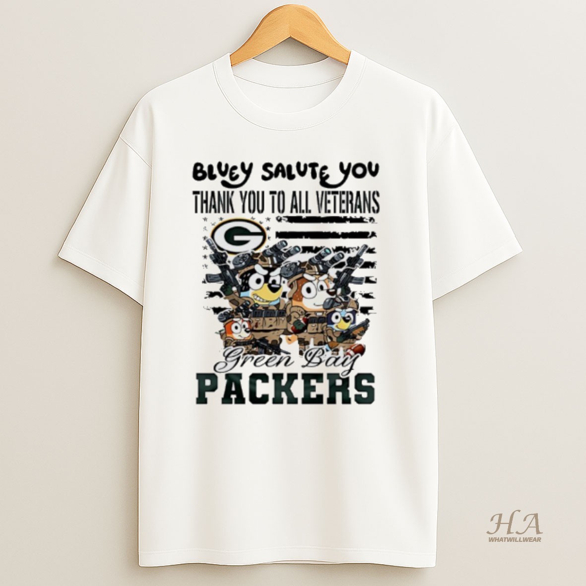 Official Green Bay Packers Bluey Salute You Thank You To All Veterans Shirt