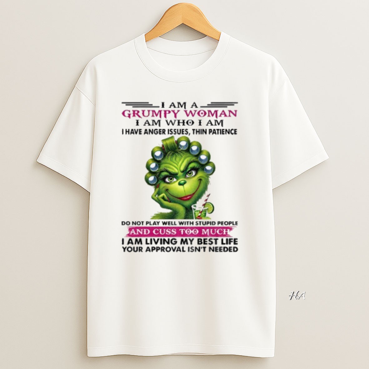 Official Grinch I Am A Grumpy Woman I Am Who I Am I Have Anger Issues Thin Patience Do Not Play Well With Stupid Christmas T Shirt