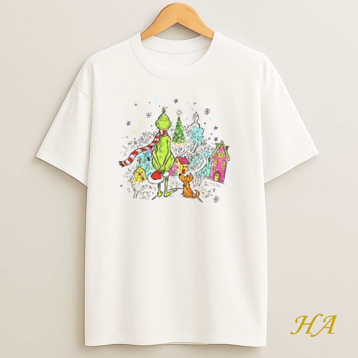Official Grinch Santa Hat With Max Whoville Merry Christmas T Shirt