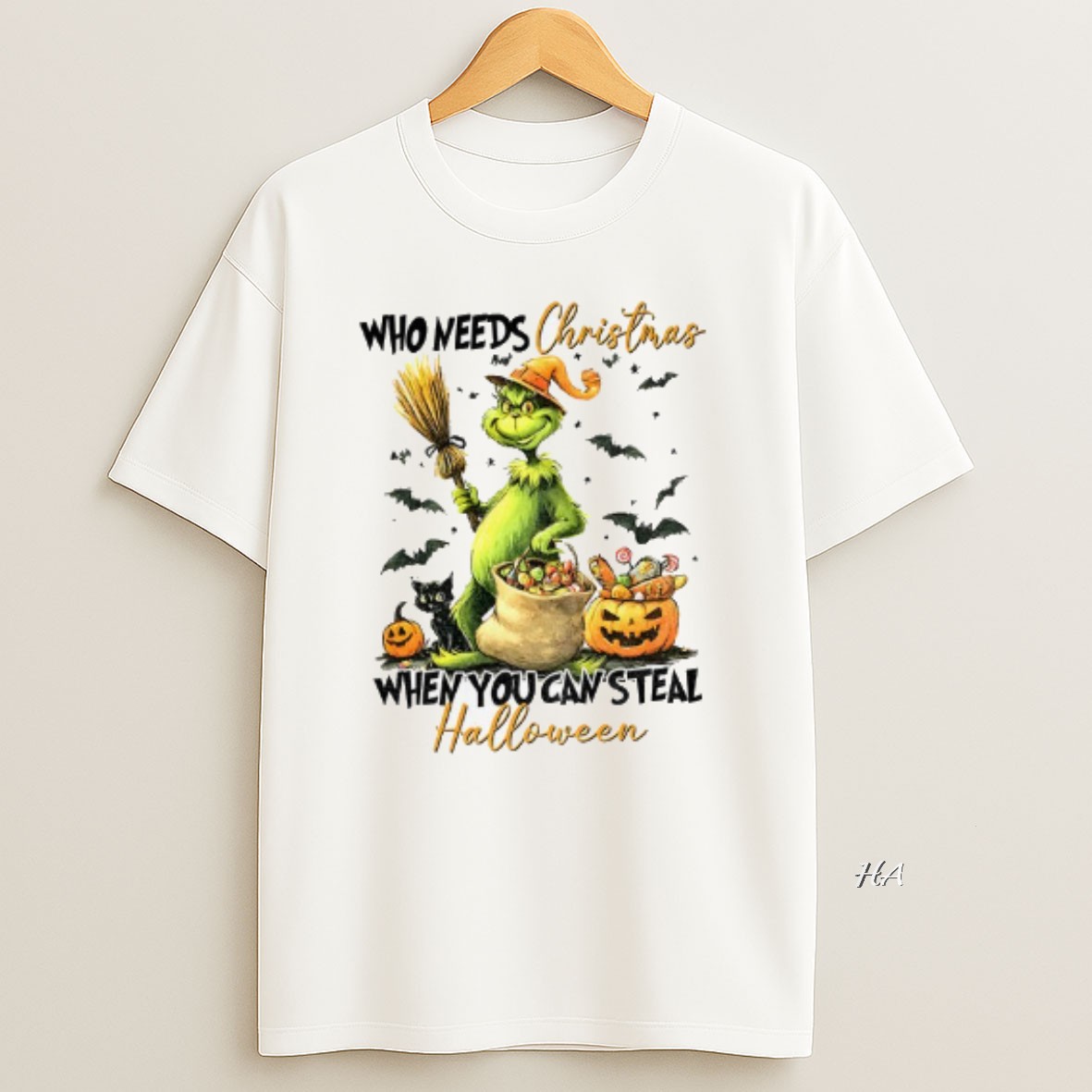Official Grinch Witch Who Needs Christmas When You Steal Halloween T Shirt