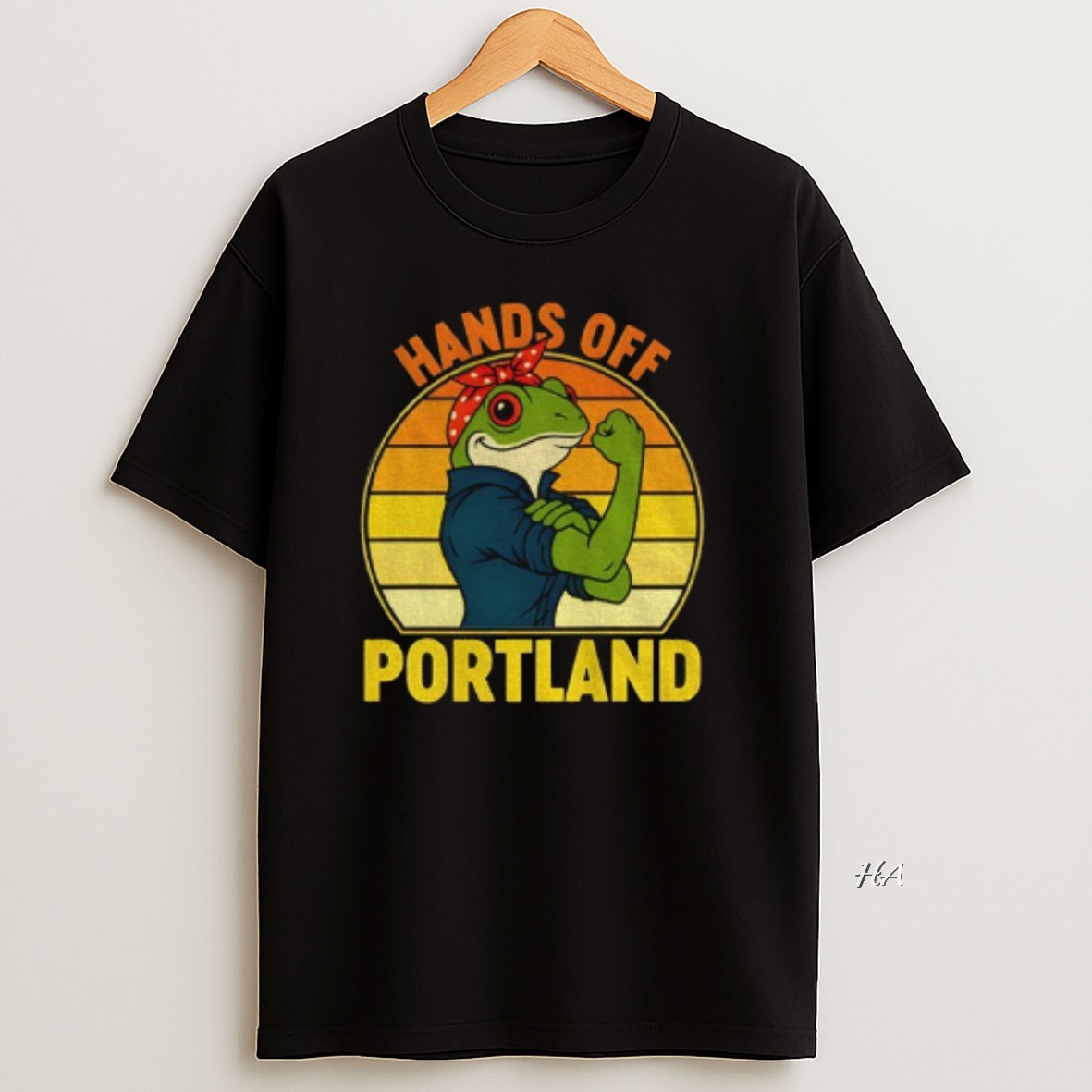 Official Hands Off Portland Frog Rosie The Riveter Vintage T Shirt