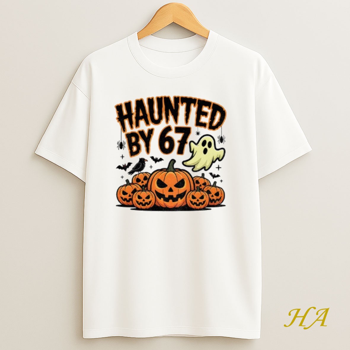 Official Haunted By 67 Halloween Cute Spooky Meme Shirt