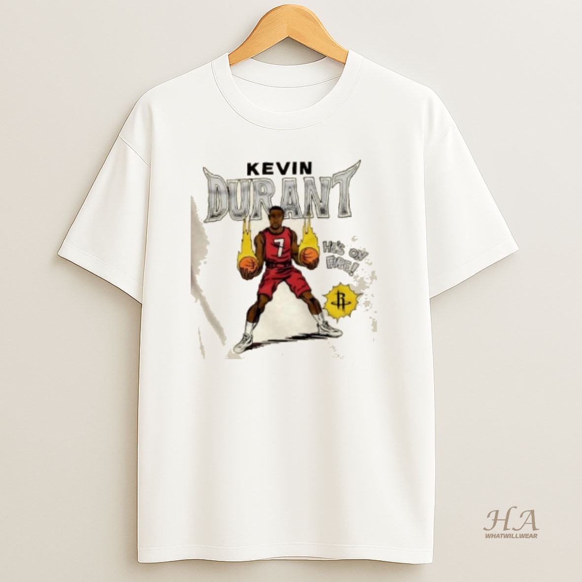 Official Houston Rockets Kevin Durant Hes On Fire Comic Book T Shirt
