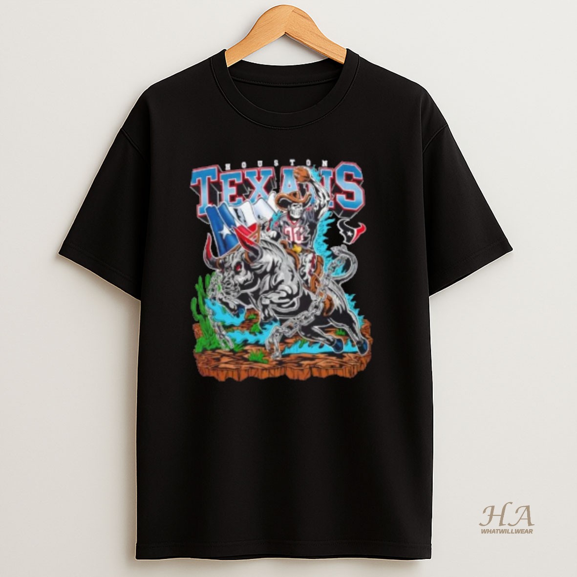 Official Houston Texans Wrangler Football Fire Graphic T Shirt