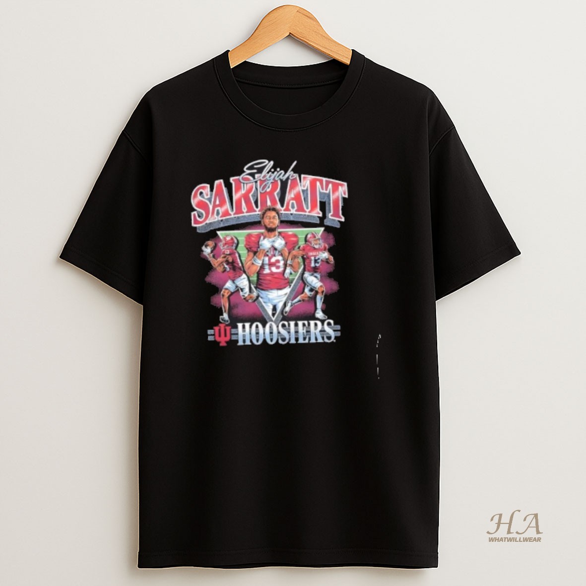 Official Indiana Hoosiers 13 Elijah Sarratt Football Graphic T Shirt