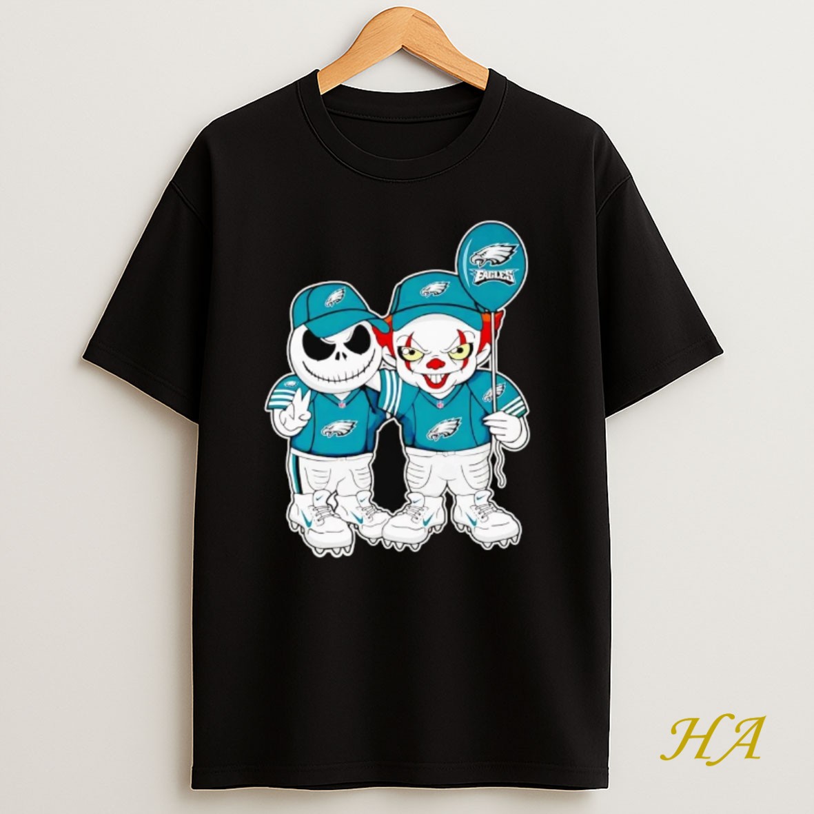 Official Jack Skellington And Pennywise Philadelphia Eagles Balloon T Shirt