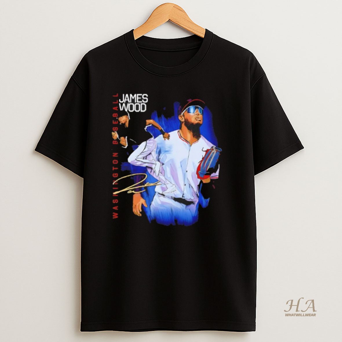 Official James Wood Washington Nationals Baseball Autographed Classic Shirt