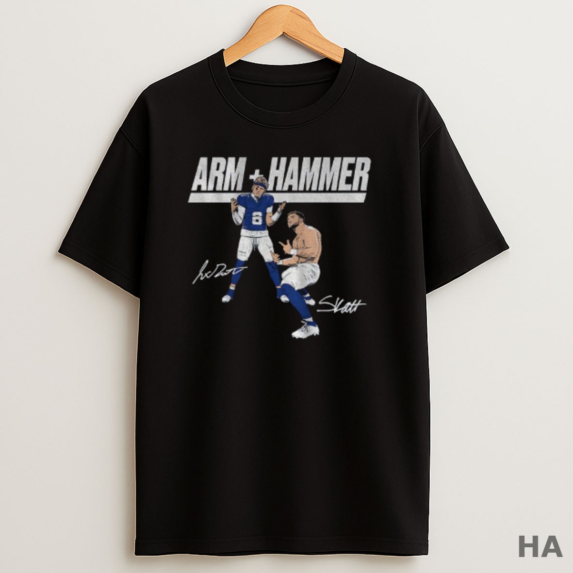 Official Jaxson Dart And Cam Skattebo New York Giants Nfl Football Arm Plus Hammer T Shirt
