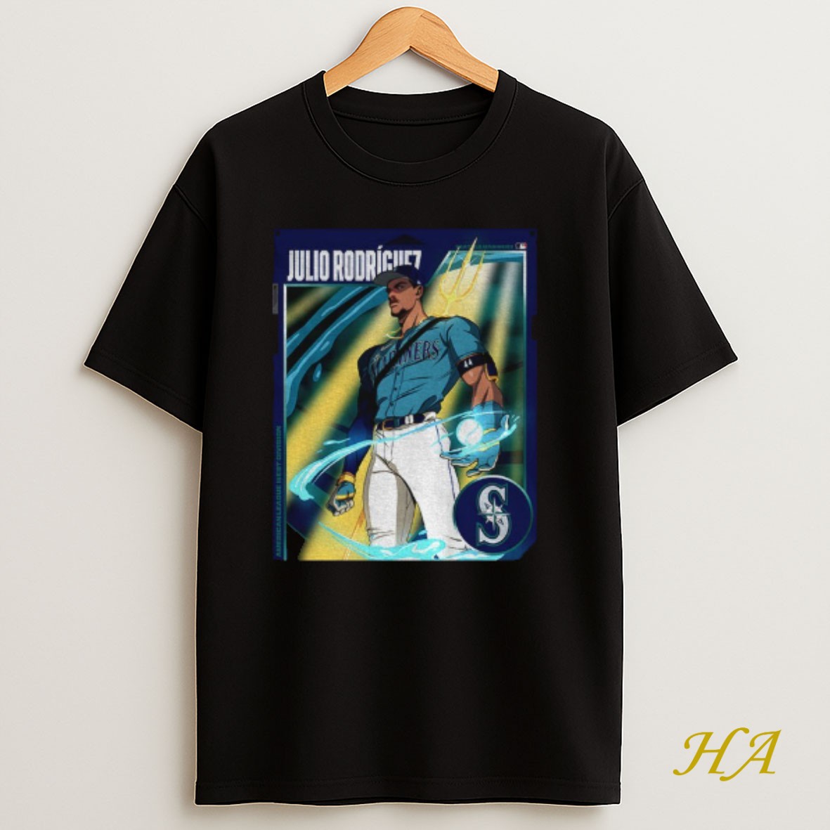 Official Julio Rodriguez Anime Trident Seattle Mariners Mlb Baseball Card T Shirt