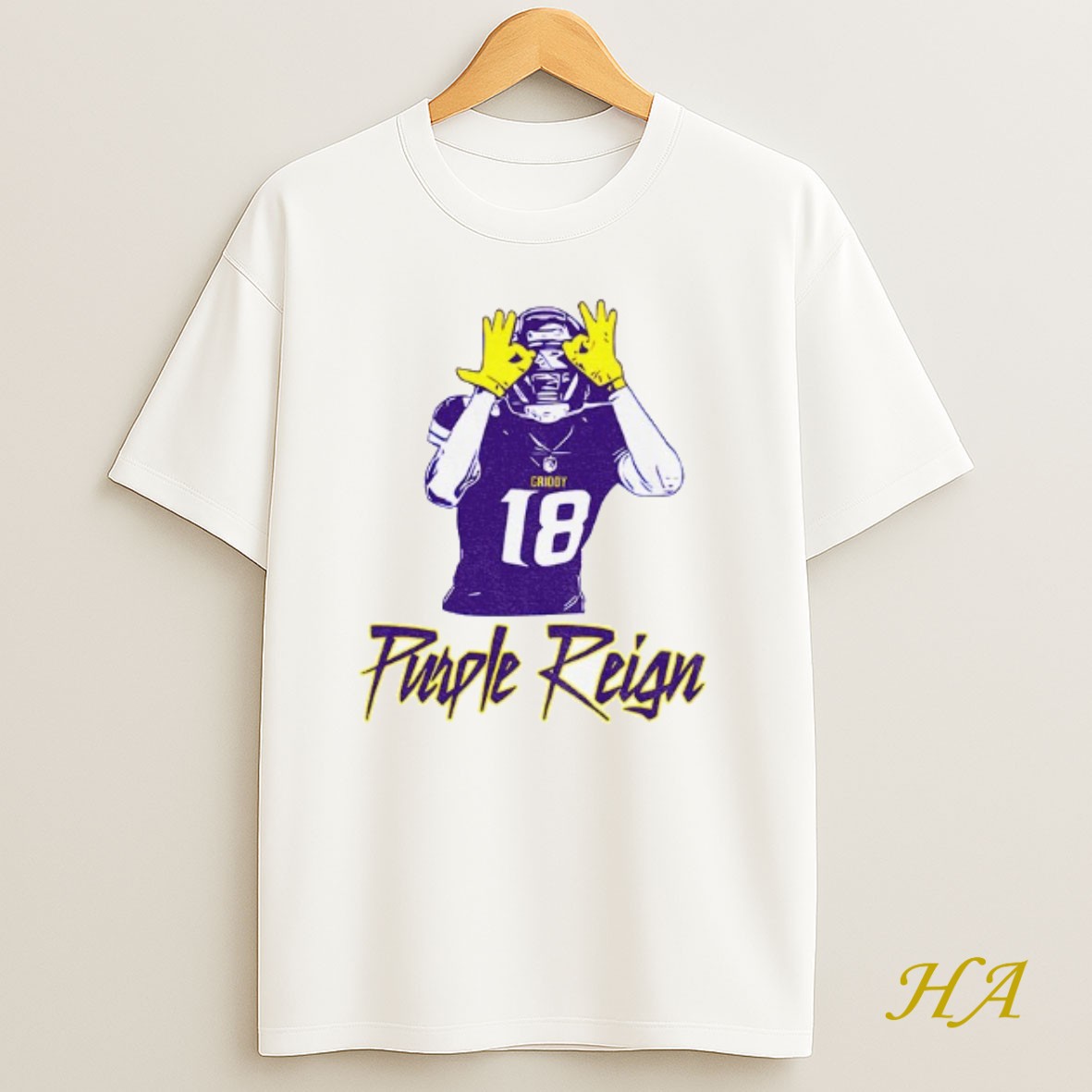 Official Justin Jefferson Griddy Logo Purple Reign Minnesota Vikings Football Shirt