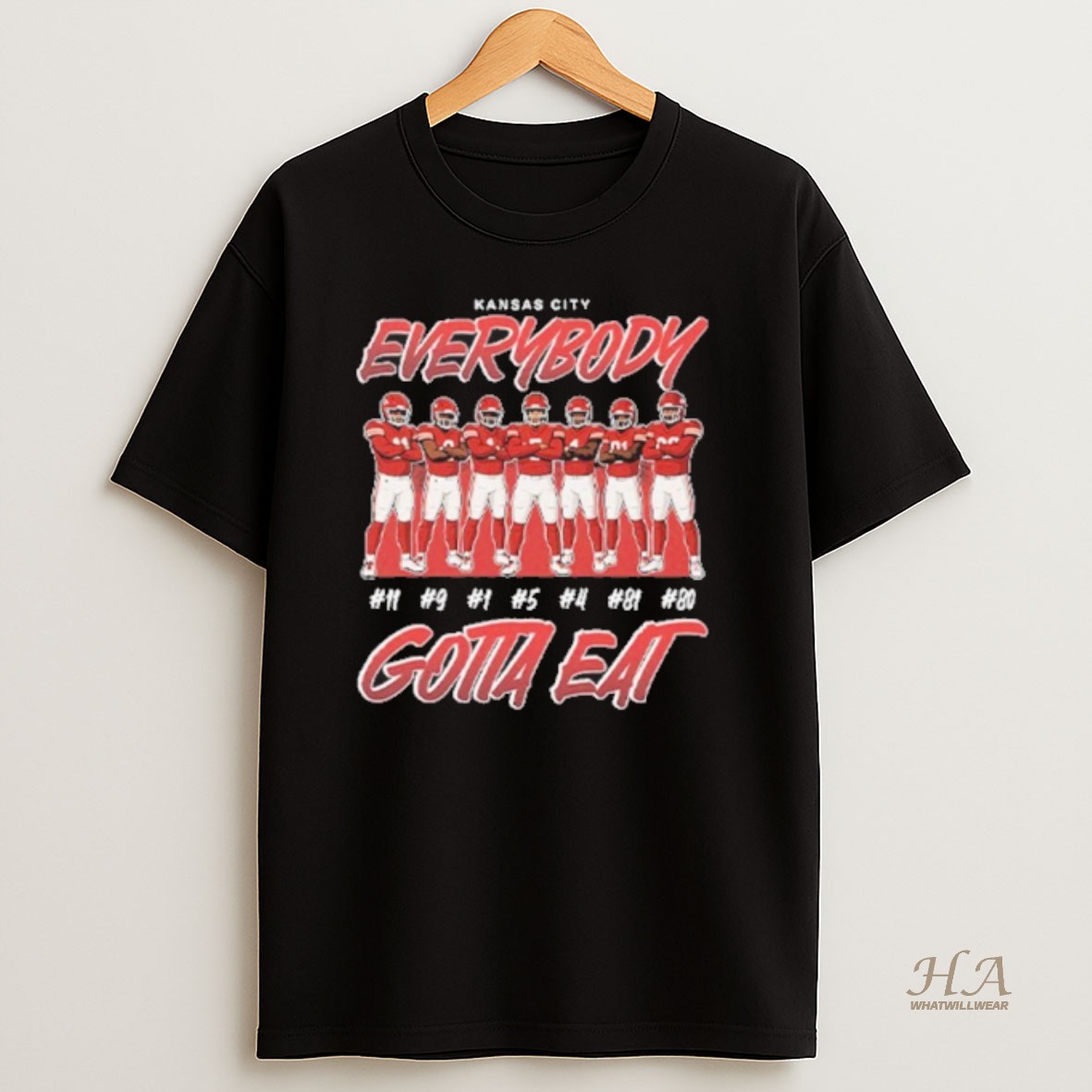Official Kansas City Everybody Team Player Gotta Eat T Shirt