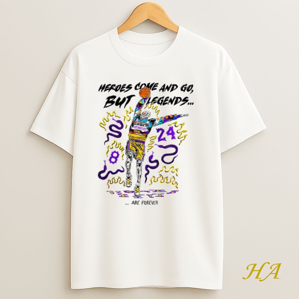 Official Kobe Bryant Graffiti Heroes Come And Go But Legends Are Forever Shirt