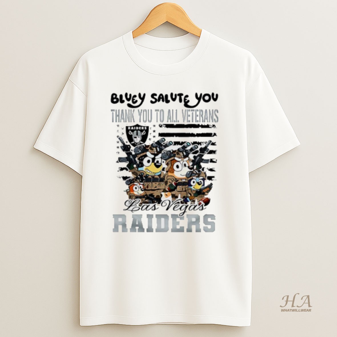 Official Las Vegas Raiders Bluey Salute You Thank You To All Veterans Shirt