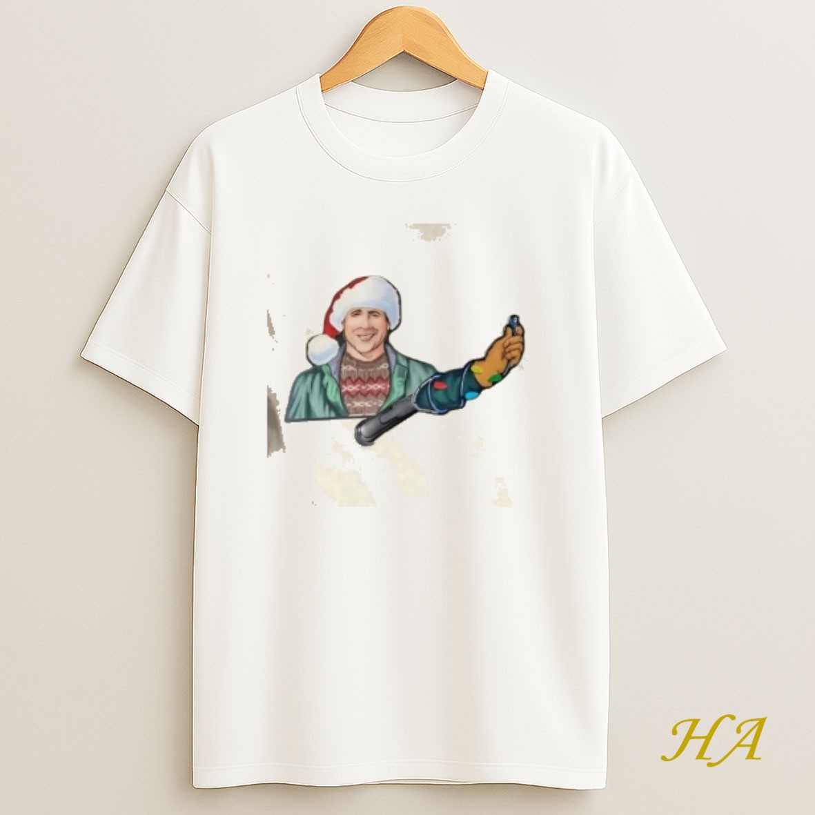 Official Light It Up Clark In Santa Hat Christmas T Shirt