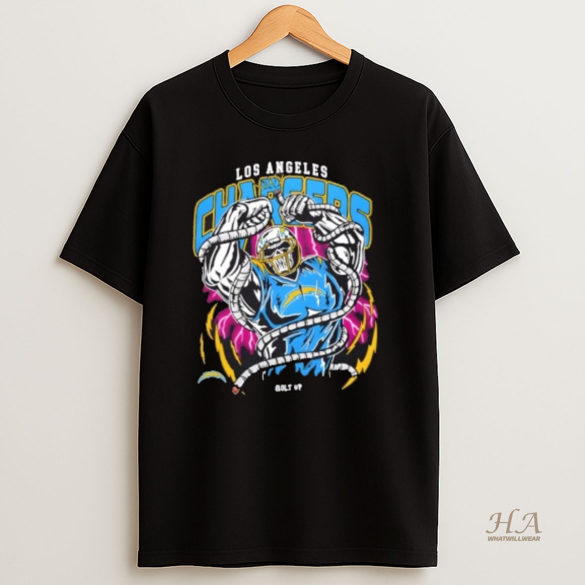 Official Los Angeles Chargers Football Bolt Up Football Lightning T Shirt