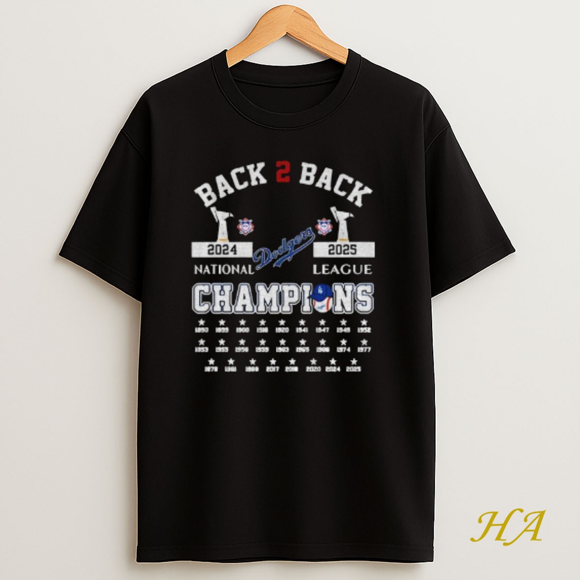 Official Los Angeles Dodgers Baseball Postseason Back To Back 2024 2025 National League Champions T Shirt