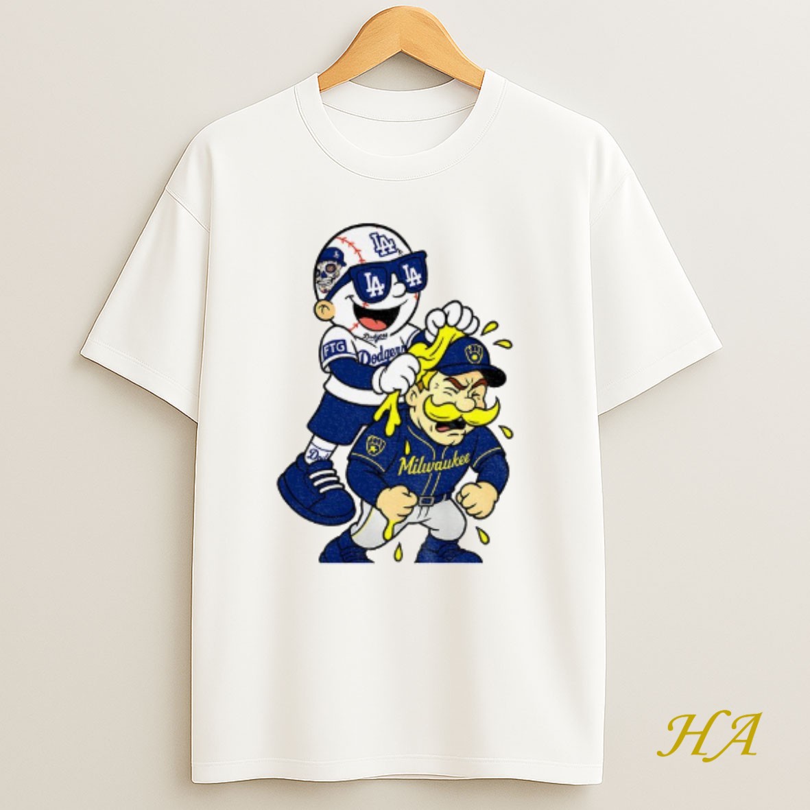 Official Los Angeles Dodgers Bullying Milwaukee Brewers Mlb Baseball Funny Meme T Shirt