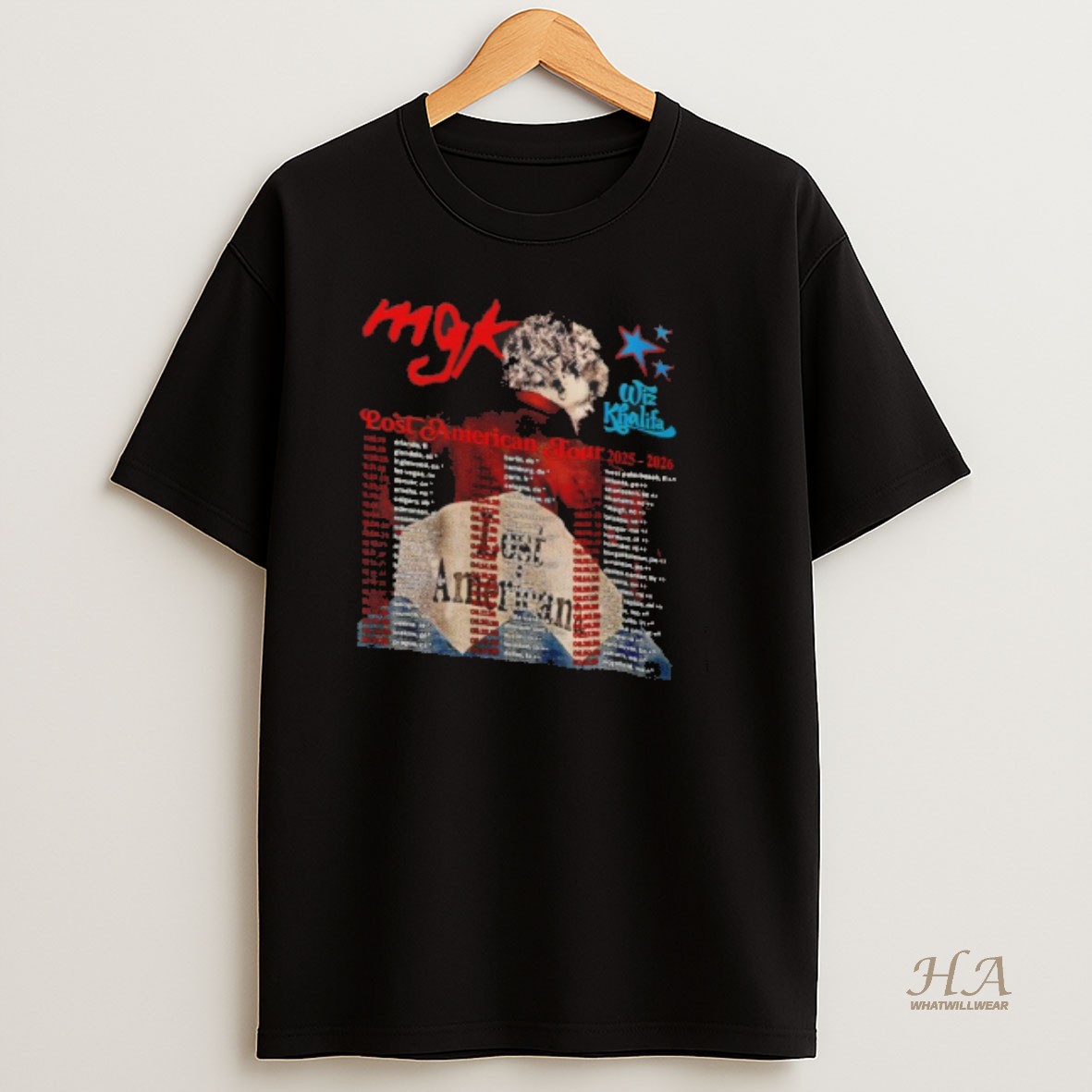 Official Mgk Wiz Khalifa Machine Gun Kelly Lost Americana Tour 2025 Pop Rock T Shirt
