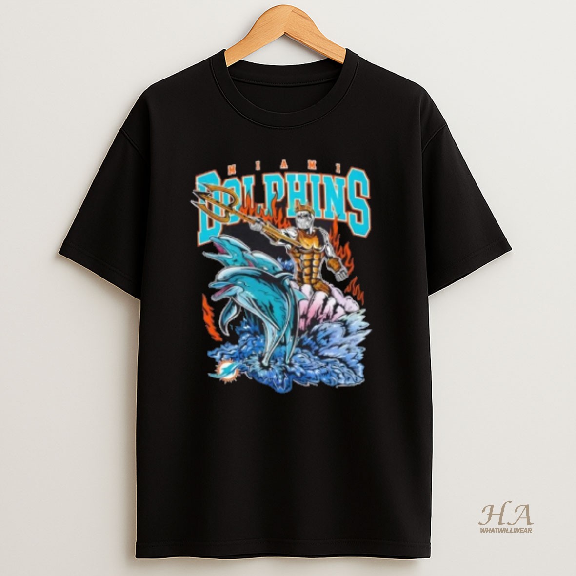 Official Miami Dolphins Charge Football Fire Graphic T Shirt