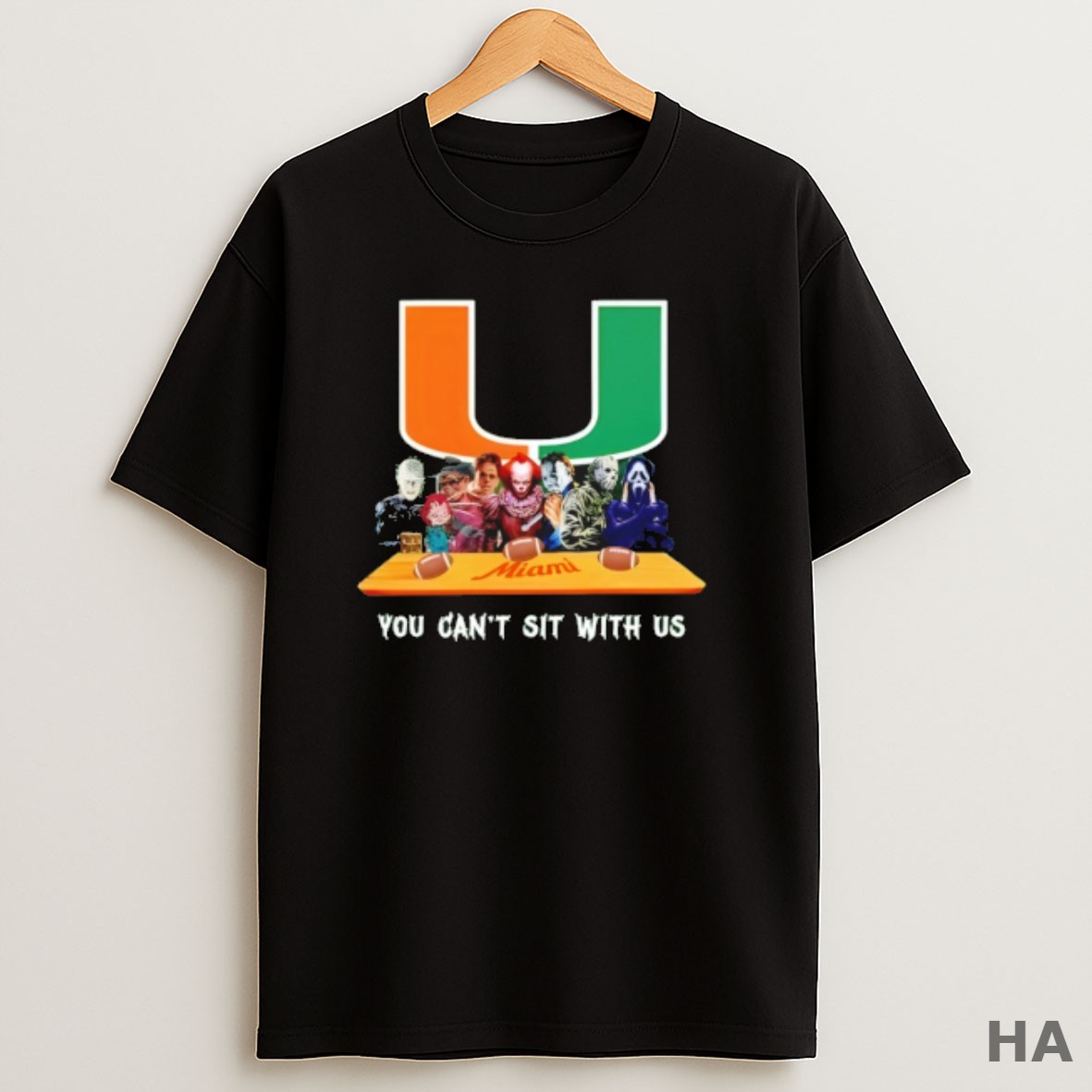 Official Miami Hurricanes Horror Movie Characters You Cant Sit With Us Halloween T Shirt
