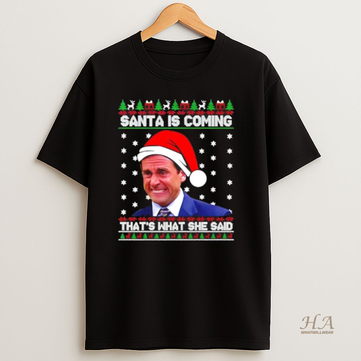 Official Michael Scott Santa Is Coming Thats What She Said Christmas Shirt