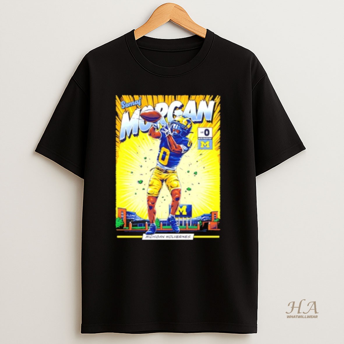 Official Michigan Wolverines Semaj Morgan No 0 Comic Shirt