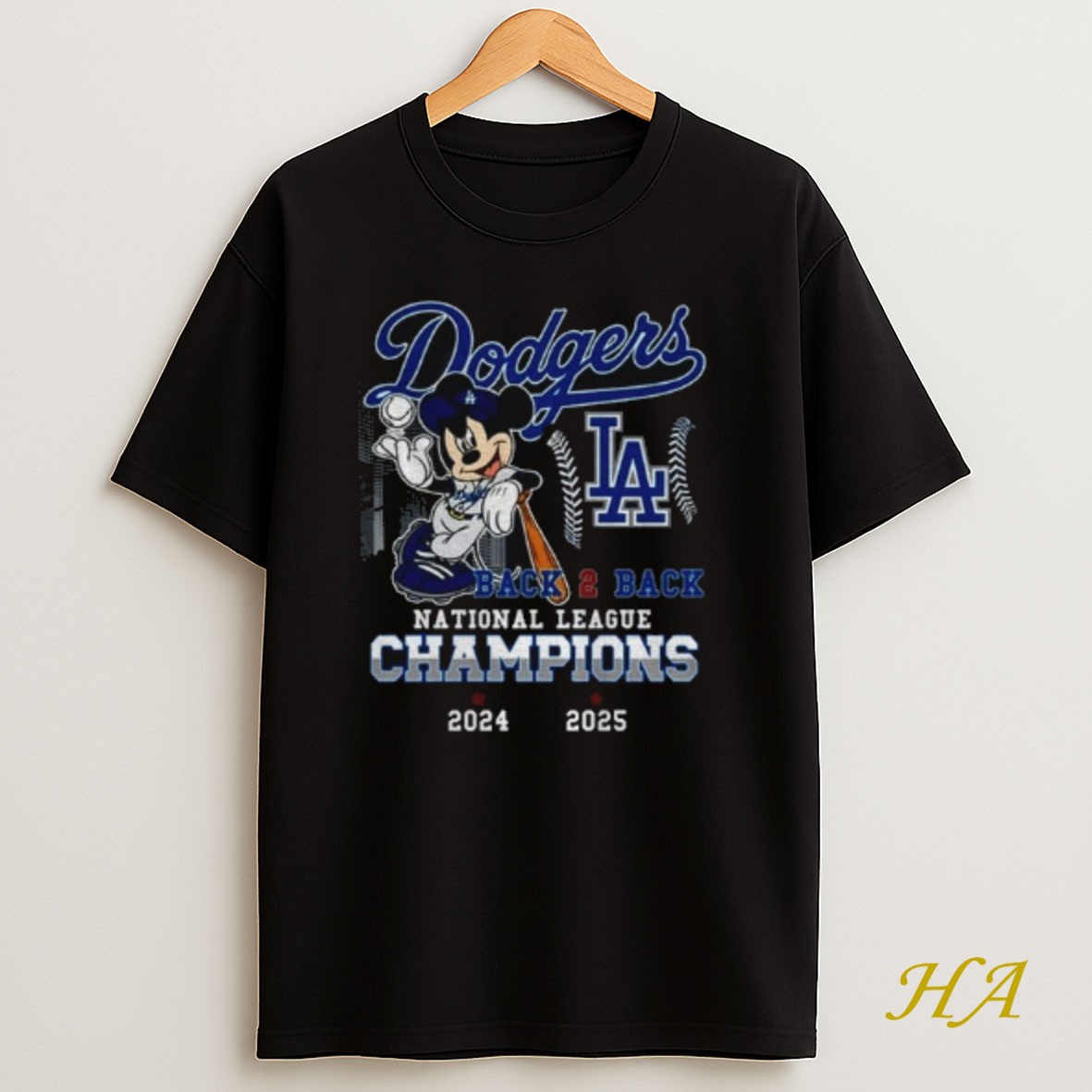 Official Mickey Mouse Los Angeles Dodgers 2024 2025 National League Champions Back 2 Back Shirt