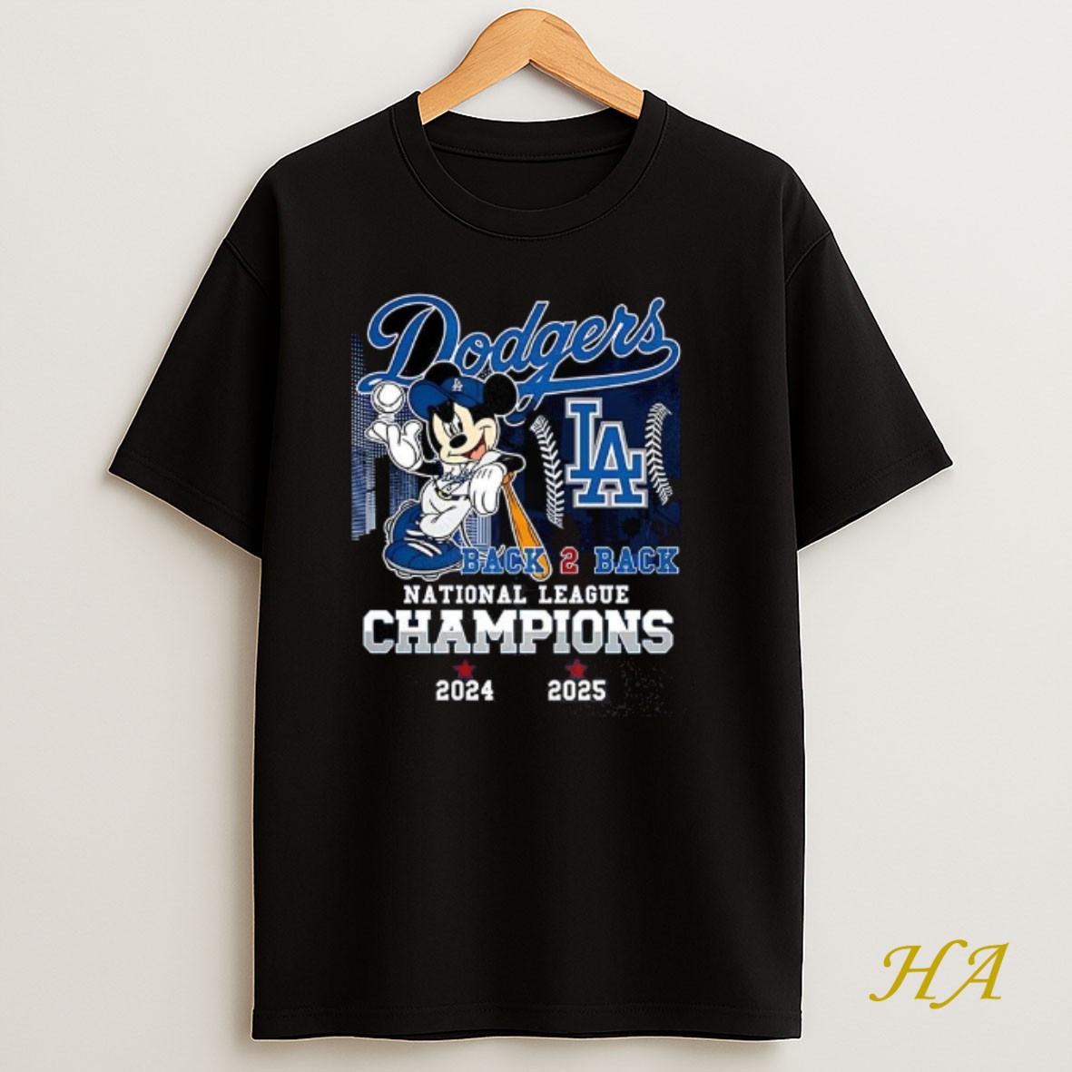 Official Mickey Mouse X Los Angeles Dodgers Back To Back National League Champions 2025 T Shirt