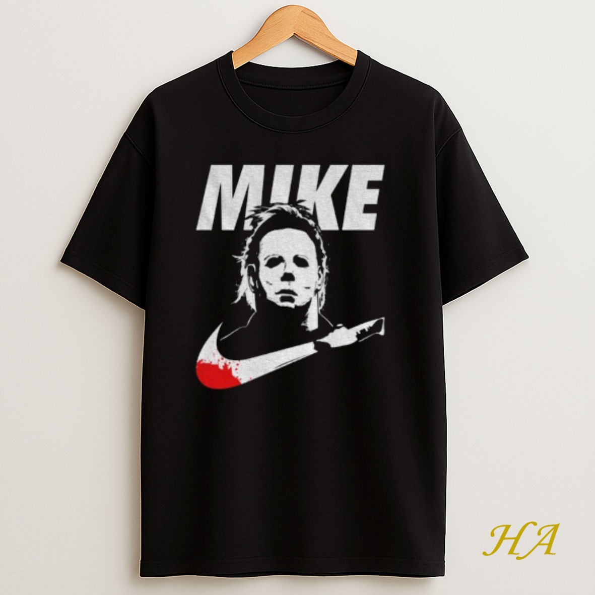 Official Mike Myers Halloween Mike X Nike Bloody Parody Logo Shirt