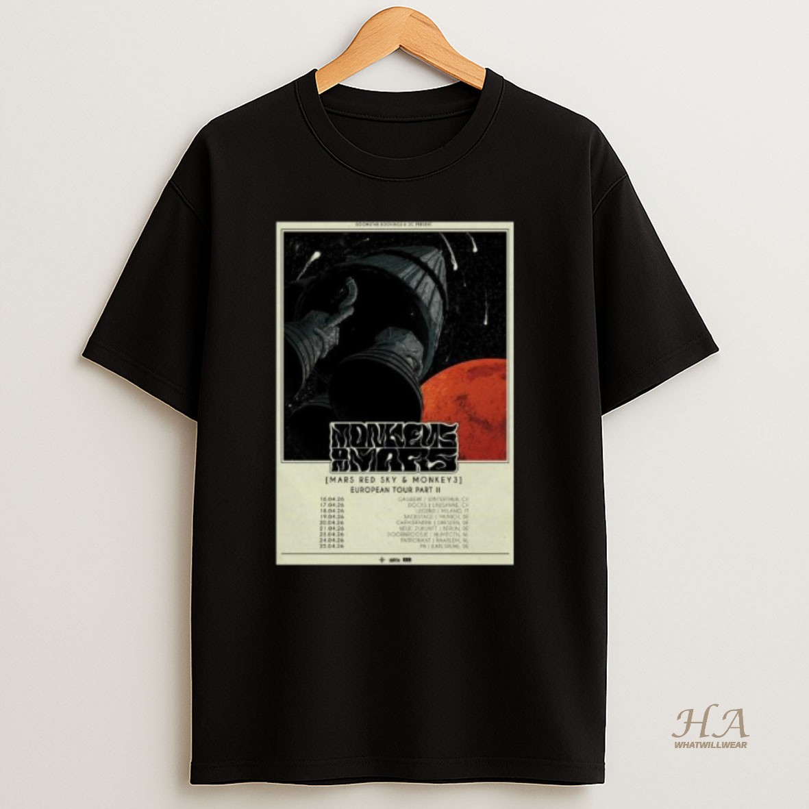 Official Monkey3 And Mars Red Sky European Tour 2026 Long Sleve T Shirt