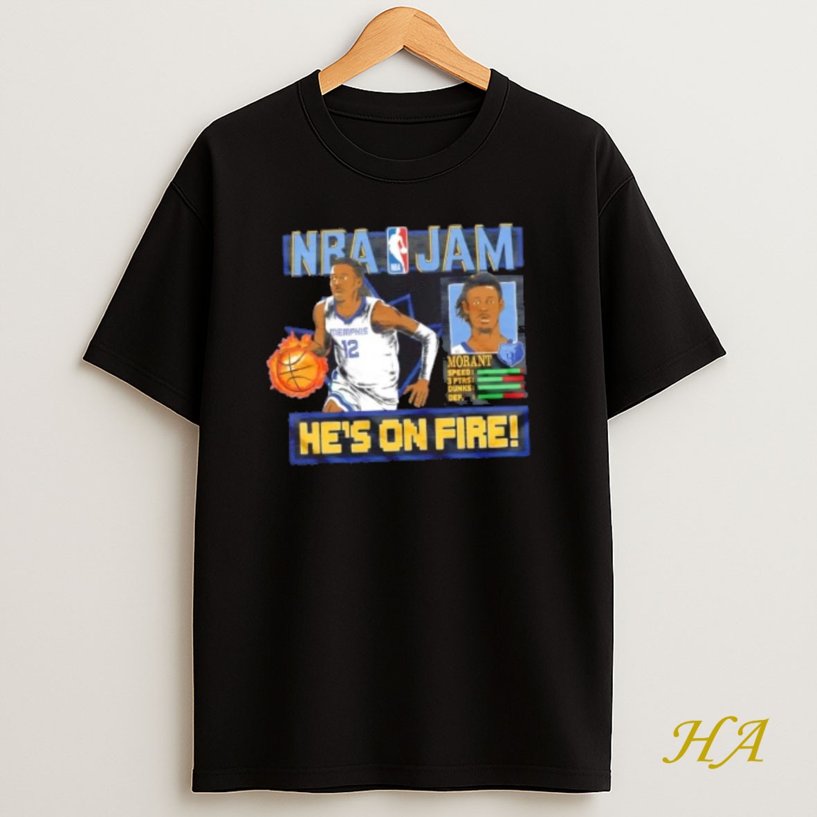 Official Nba Jam Memphis Grizzlies Ja Morant Hes On Fire T Shirt