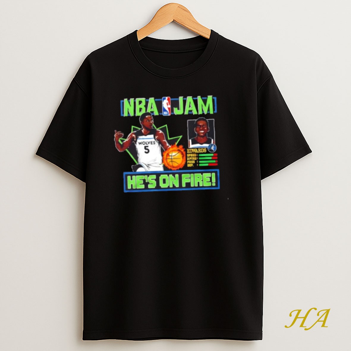 Official Nba Jam Minnesota Timberwolves Anthony Edwards Hes On Fire T Shirt
