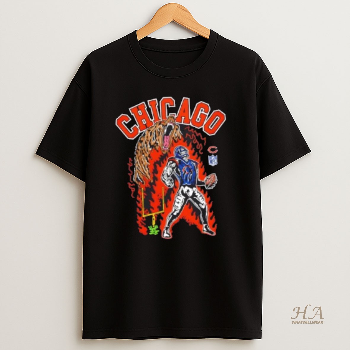 Official Nfl Chicago Bears Football Fire Graphic T Shirt