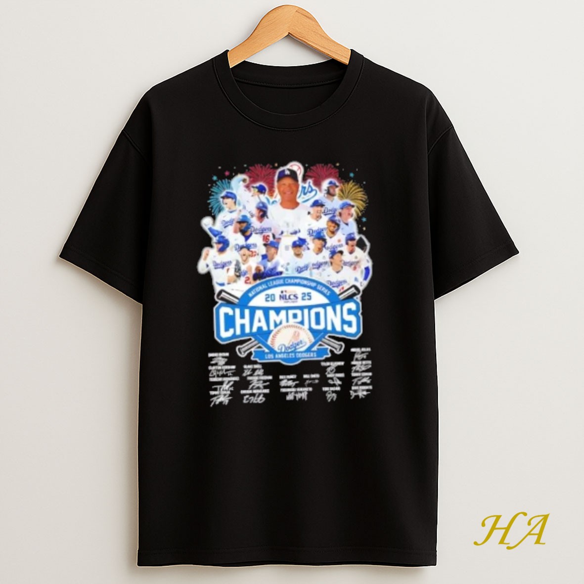 Official National League Championship Series Los Angeles Dodgers All Names Signatures Shirt